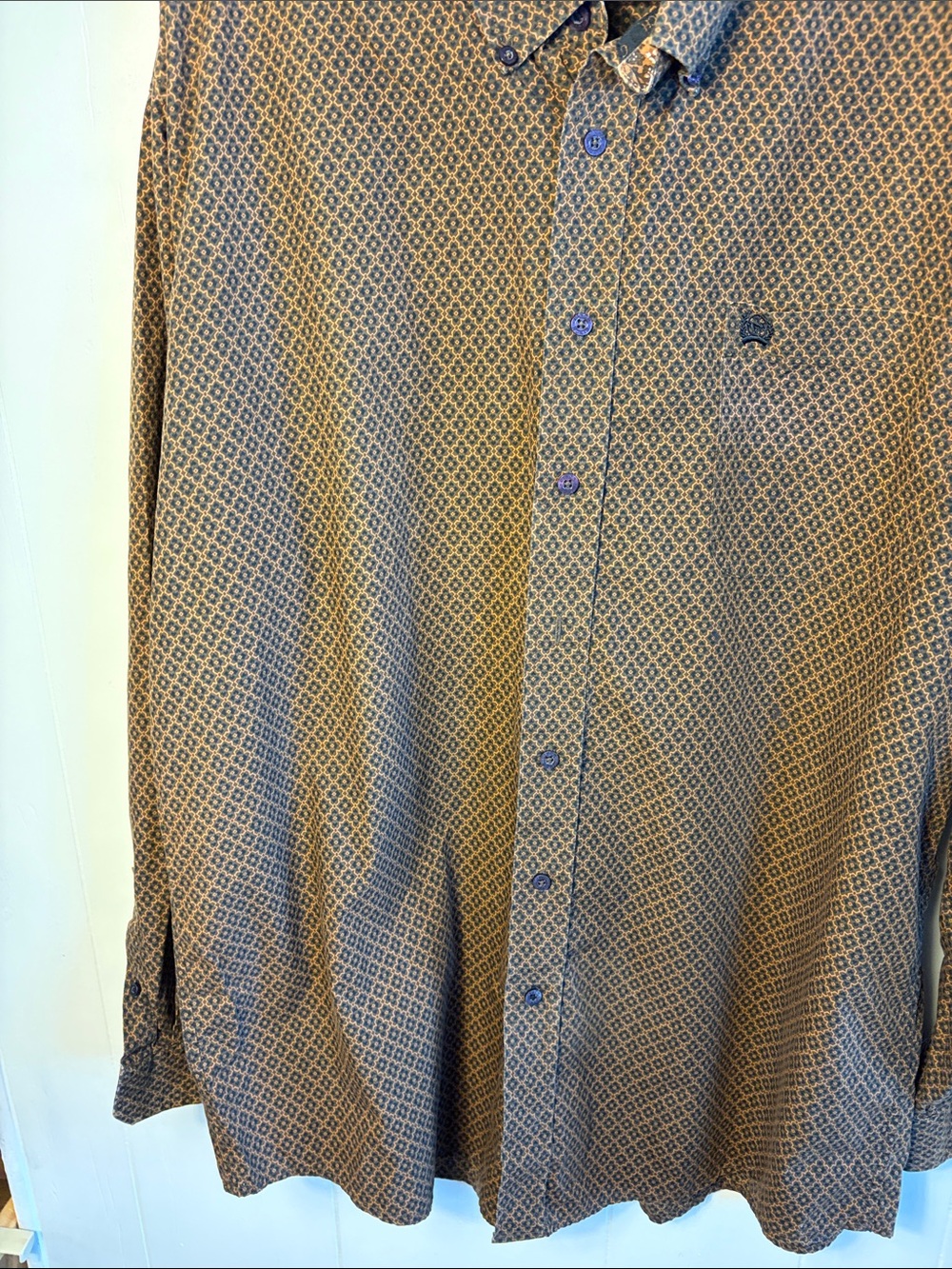 Cinch Men's Brown Geometric Button-Down Shirt Size XL - Picture 3 of 9